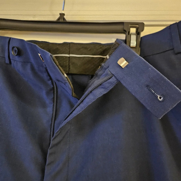 Claiborne Mens Flat Front Wool Blend Navy Blue Dress Pants. 38x22 - Picture 4 of 8